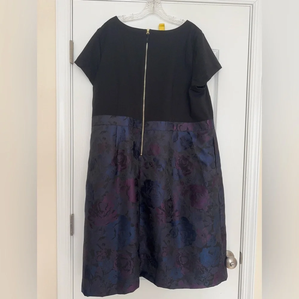 Talbots Ponte-blocked Rose Jacquard Dress - Size 20W - Picture 5 of 10